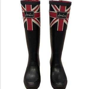 Joules Welly Print Union Jack Rainboots Womens Sz 8 NEW